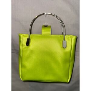 LA RUE Lime Green Purse with Metal Handles